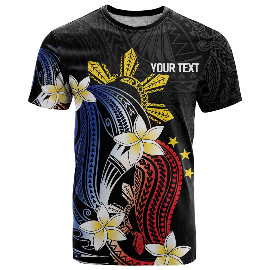 Personalized Philippines Tribal T Shirt Tropical Waves - Plumeria