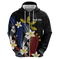 Personalized Philippines Tribal Zip Hoodie Tropical Waves - Plumeria