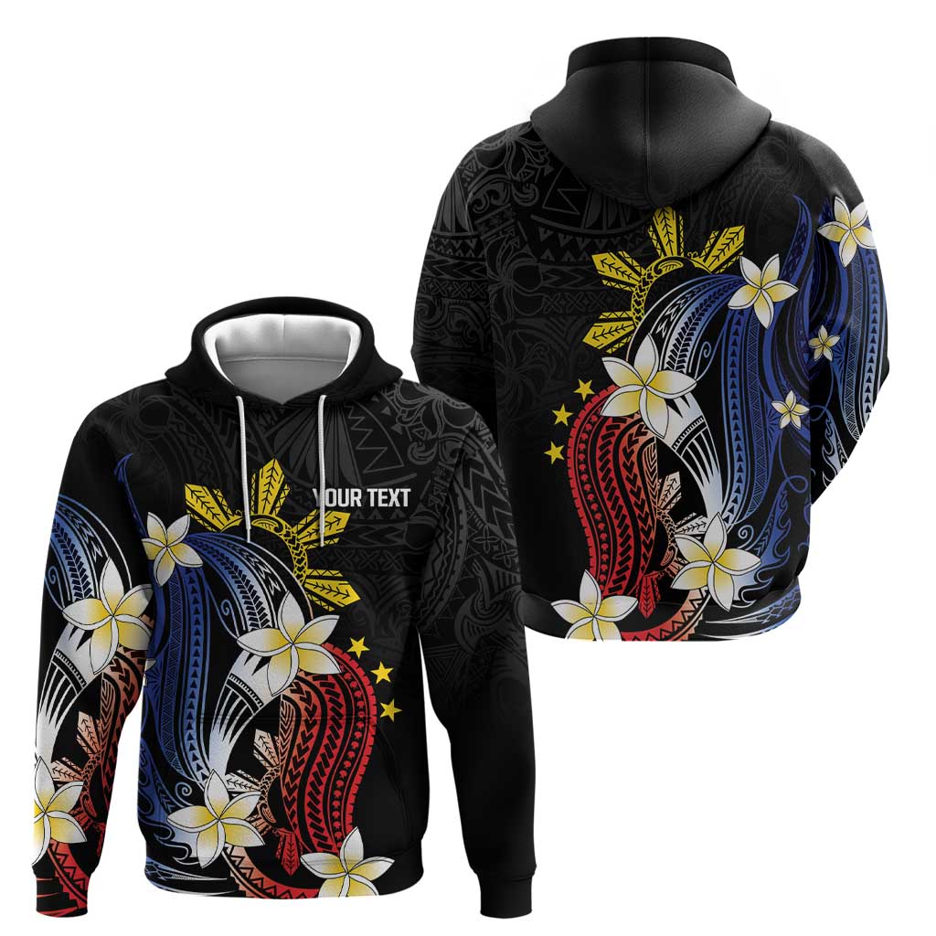 Personalized Philippines Tribal Zip Hoodie Tropical Waves - Plumeria