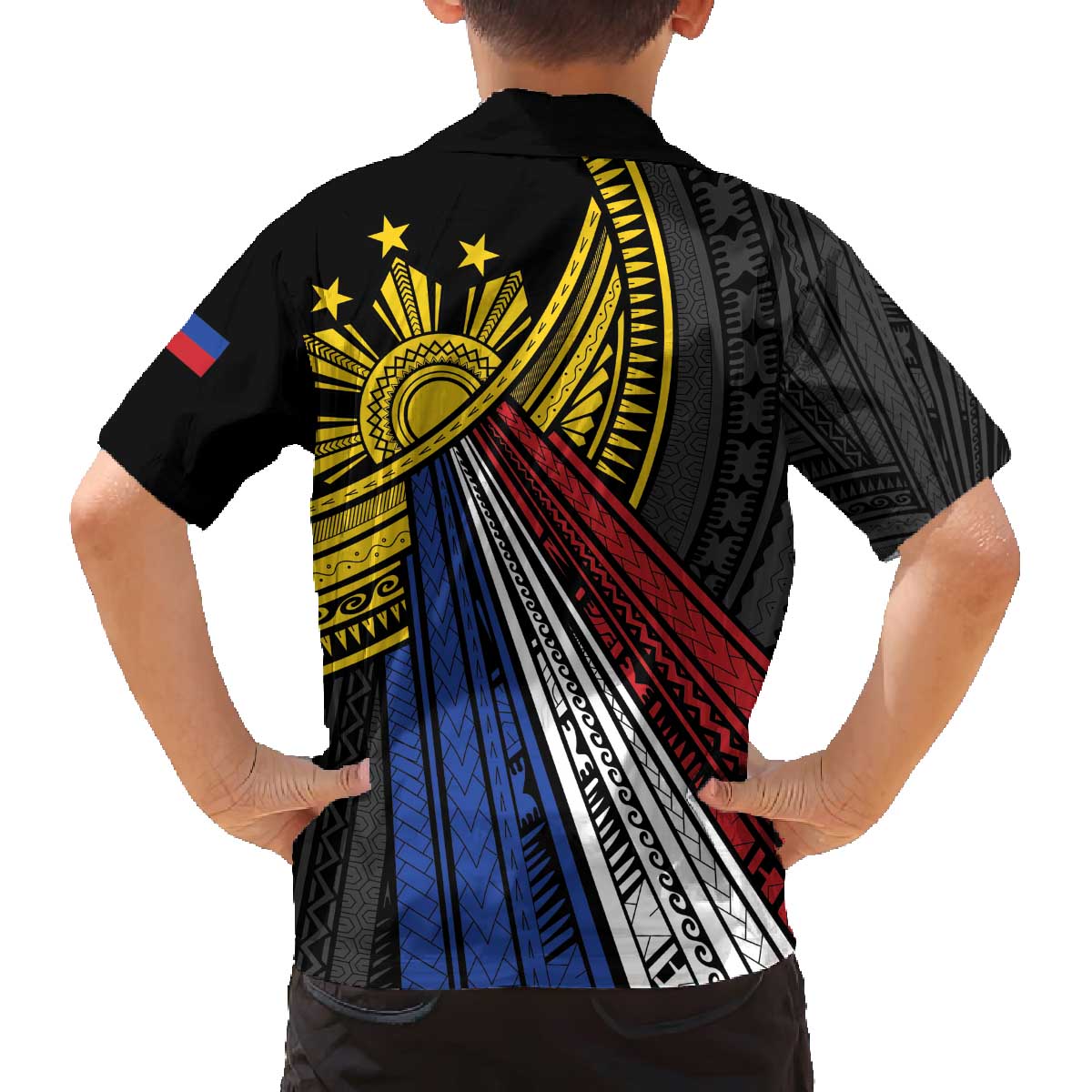 Philippines Sun Family Matching Off The Shoulder Long Sleeve Dress and Hawaiian Shirt Pasifika Tribal Style LT7 - Polynesian Pride