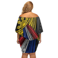 Philippines Sun Off Shoulder Short Dress Pasifika Tribal Style