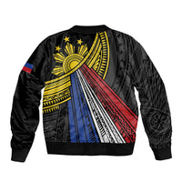 Philippines Sun Sleeve Zip Bomber Jacket Pasifika Tribal Style