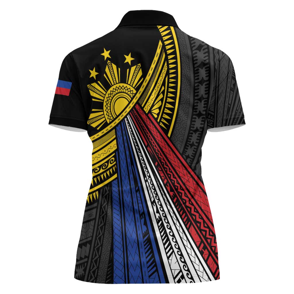 Philippines Sun Women Polo Shirt Pasifika Tribal Style