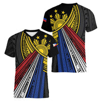 Philippines Sun Women V-Neck T-Shirt Pasifika Tribal Style