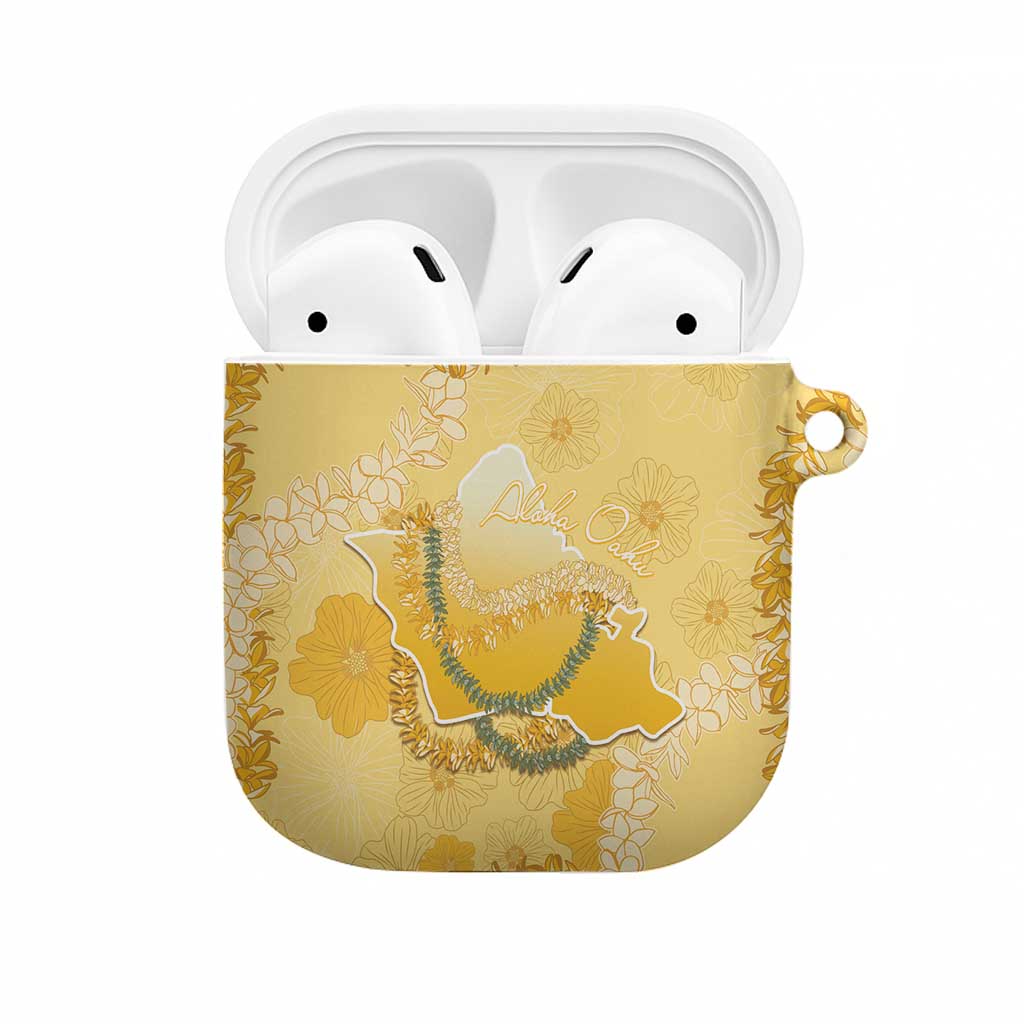 Hawaii Oahu Island Flowers Lei AirPods Case Yellow Ilima Mix Plumeria