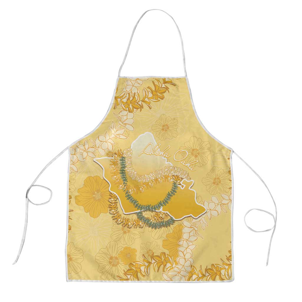 Hawaii Oahu Island Flowers Lei Apron Yellow Ilima Mix Plumeria