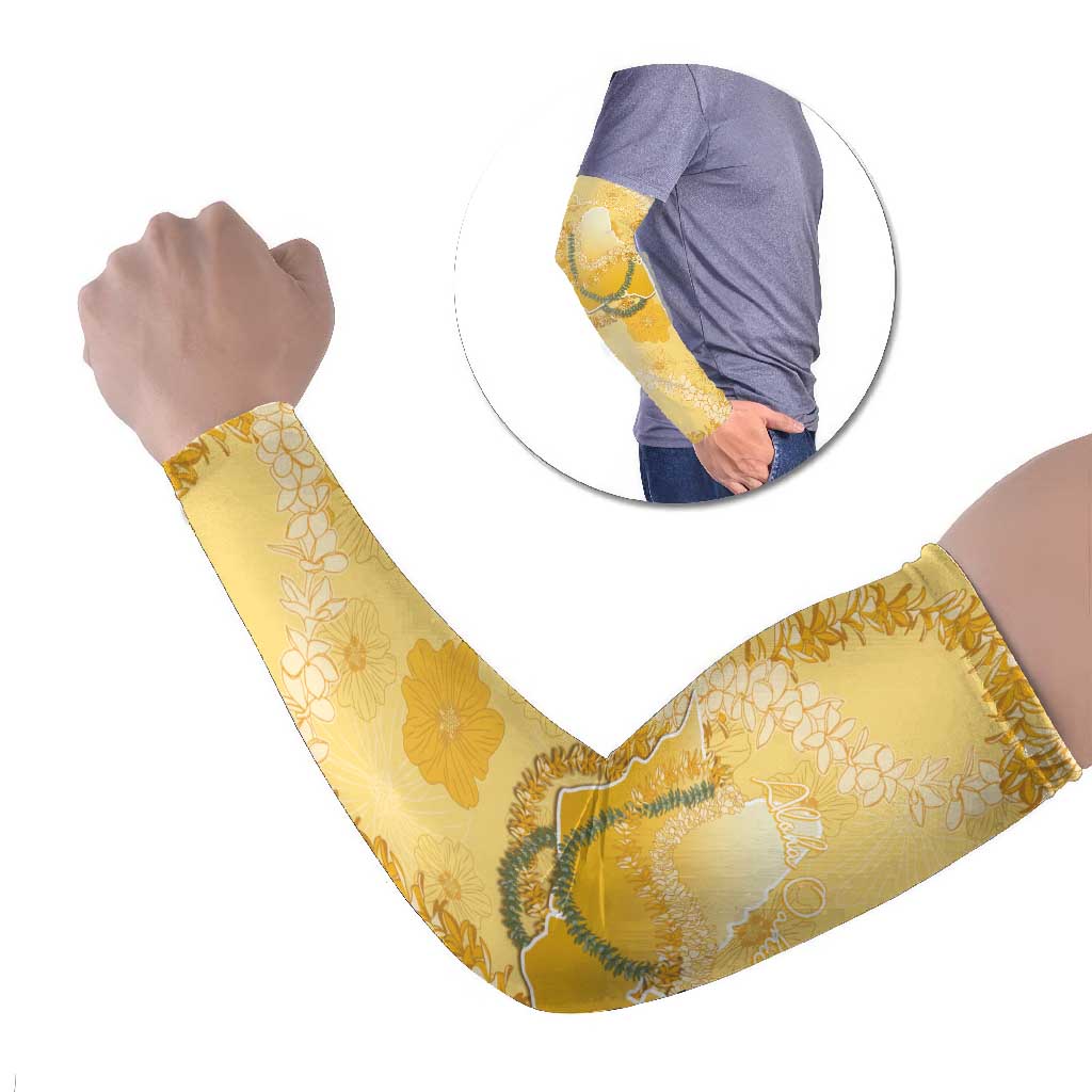 Hawaii Oahu Island Flowers Lei Arm Sleeves Yellow Ilima Mix Plumeria