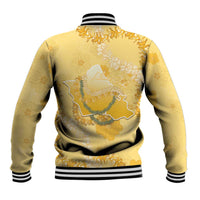 Hawaii Oahu Island Flowers Lei Baseball Jacket Yellow Ilima Mix Plumeria