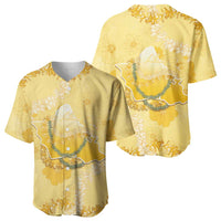 Hawaii Oahu Island Flowers Lei Baseball Jersey Yellow Ilima Mix Plumeria