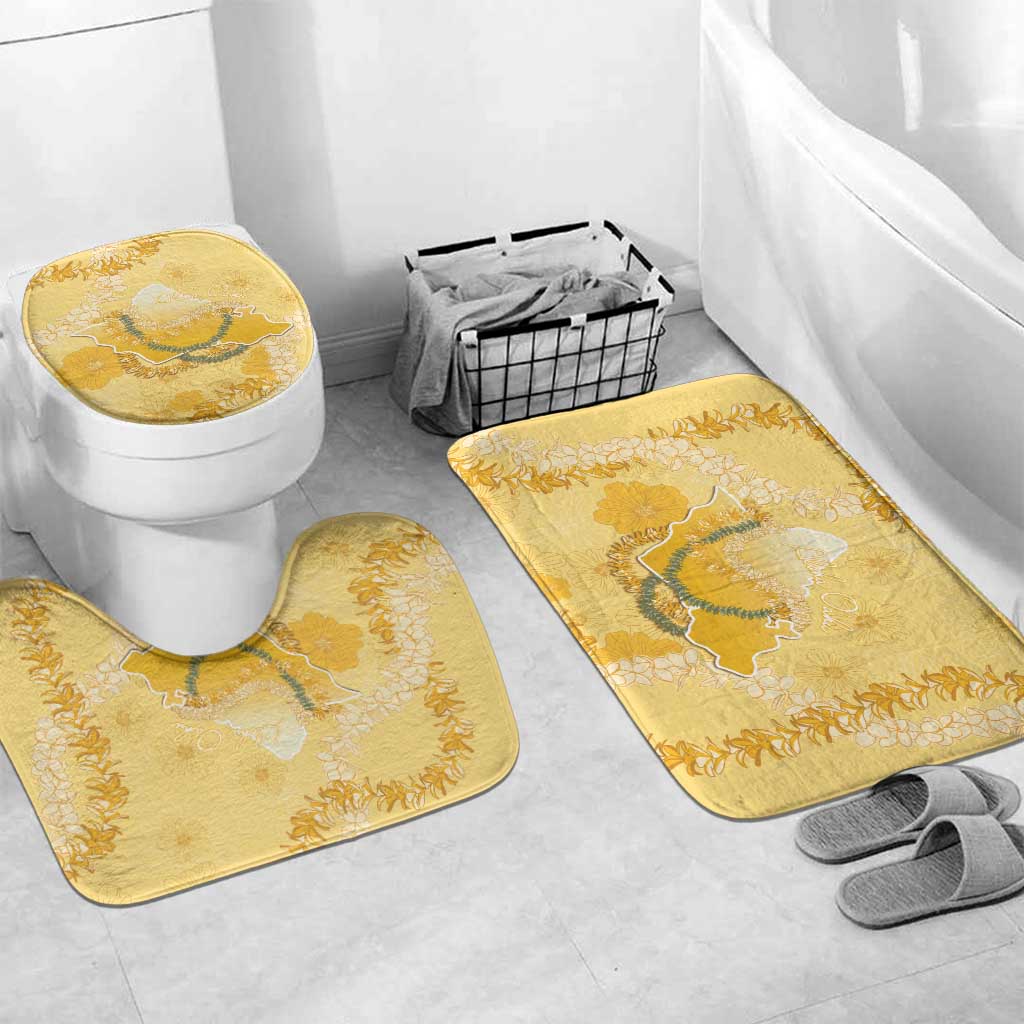 Hawaii Oahu Island Flowers Lei Bathroom Set Yellow Ilima Mix Plumeria