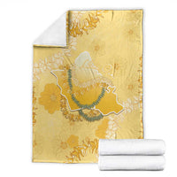 Hawaii Oahu Island Flowers Lei Blanket Yellow Ilima Mix Plumeria