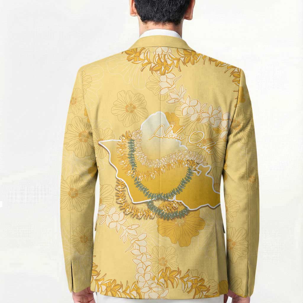Hawaii Oahu Island Flowers Lei Blazer Yellow Ilima Mix Plumeria