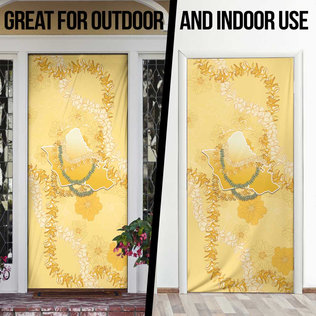 Hawaii Oahu Island Flowers Lei Door Cover Yellow Ilima Mix Plumeria