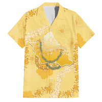 Hawaii Oahu Island Flowers Lei Family Matching Tank Maxi Dress and Hawaiian Shirt Yellow Ilima Mix Plumeria LT7 Dad's Shirt - Short Sleeve Yellow - Polynesian Pride