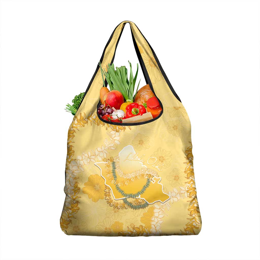 Hawaii Oahu Island Flowers Lei Grocery Bag Yellow Ilima Mix Plumeria