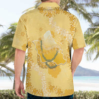 Hawaii Oahu Island Flowers Lei Hawaiian Shirt Yellow Ilima Mix Plumeria