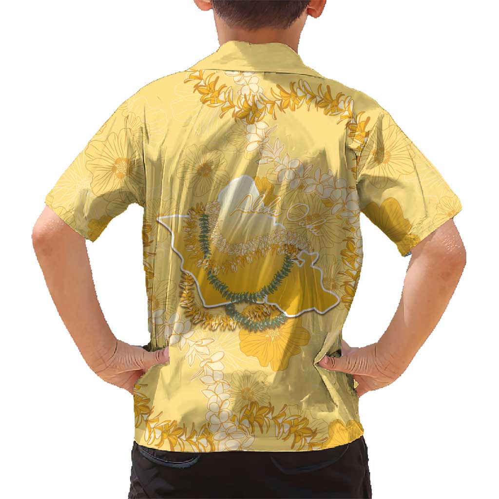 Hawaii Oahu Island Flowers Lei Hawaiian Shirt Yellow Ilima Mix Plumeria