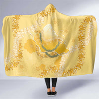 Hawaii Oahu Island Flowers Lei Hooded Blanket Yellow Ilima Mix Plumeria