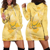 Hawaii Oahu Island Flowers Lei Hoodie Dress Yellow Ilima Mix Plumeria LT7 - Polynesian Pride