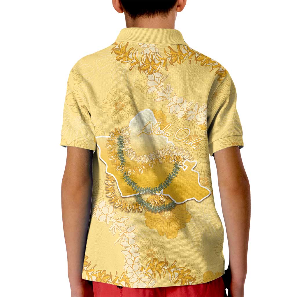 Hawaii Oahu Island Flowers Lei Kid Polo Shirt Yellow Ilima Mix Plumeria