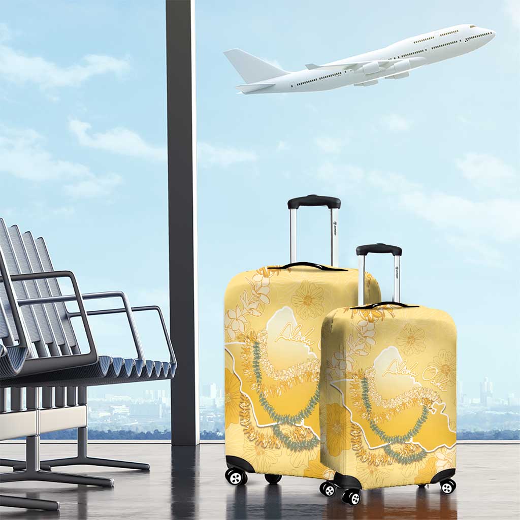 Hawaii Oahu Island Flowers Lei Luggage Cover Yellow Ilima Mix Plumeria