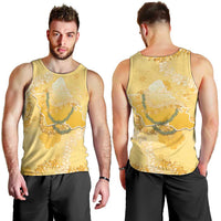 Hawaii Oahu Island Flowers Lei Men Tank Top Yellow Ilima Mix Plumeria