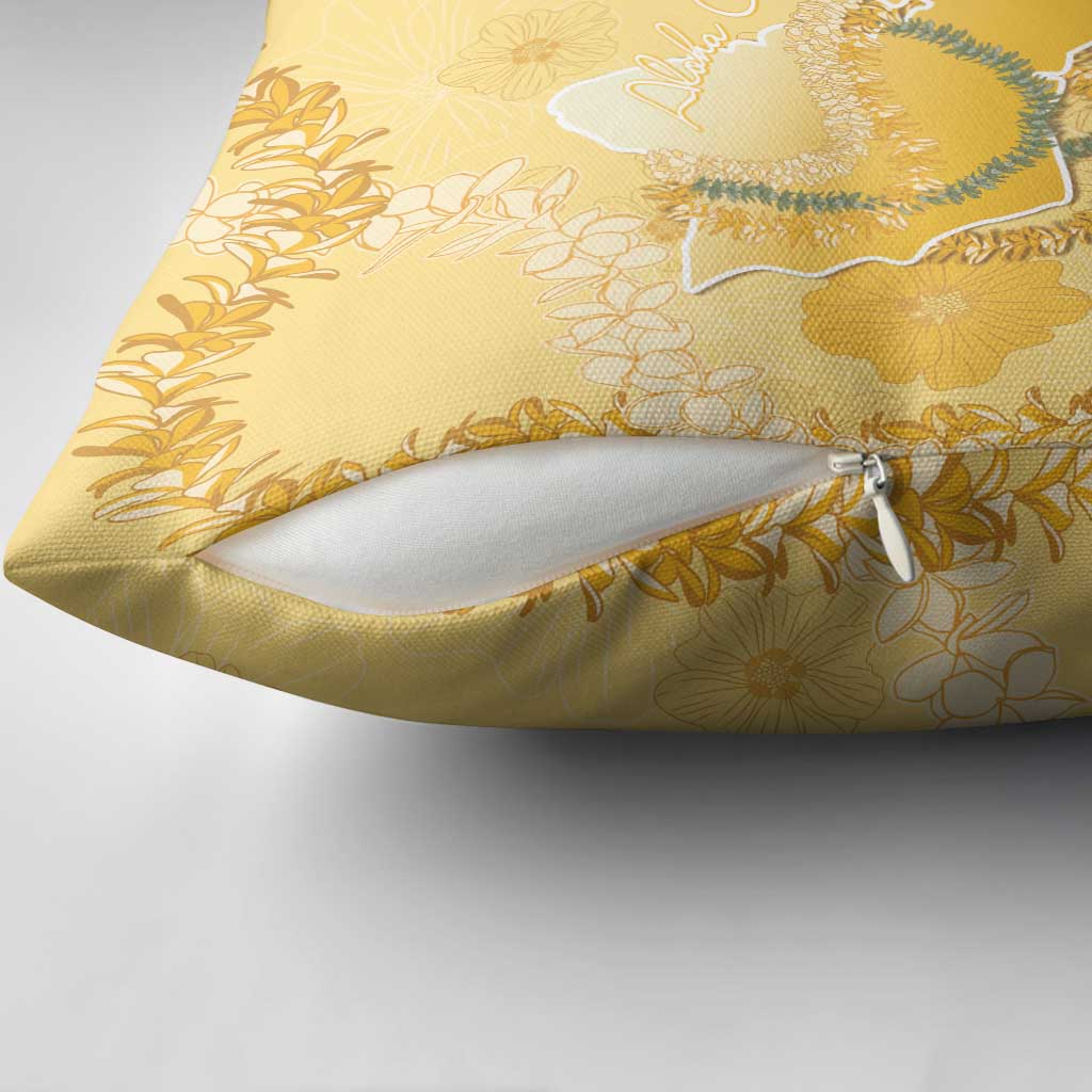 Hawaii Oahu Island Flowers Lei Pillow Cover Yellow Ilima Mix Plumeria