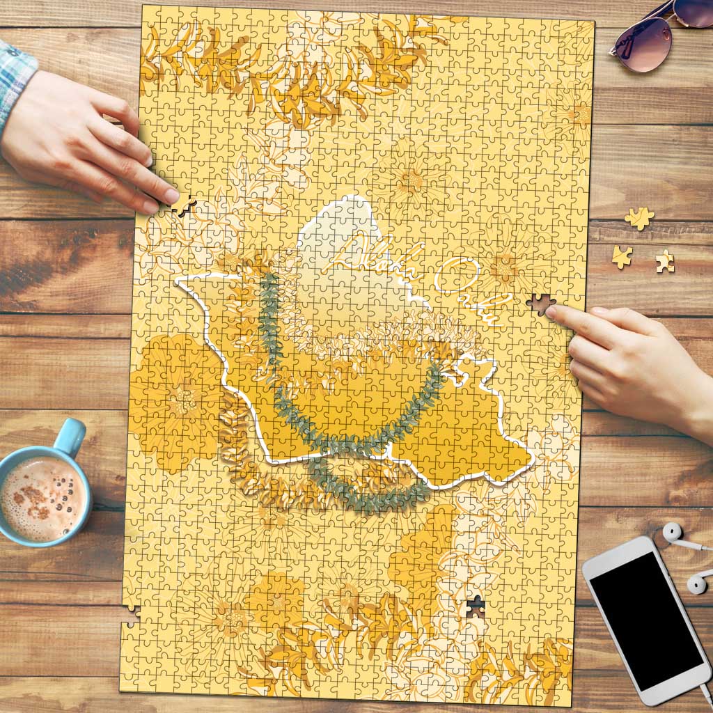 Hawaii Oahu Island Flowers Lei Puzzle Yellow Ilima Mix Plumeria