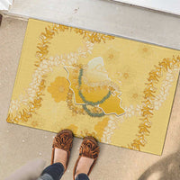 Hawaii Oahu Island Flowers Lei Rubber Doormat Yellow Ilima Mix Plumeria