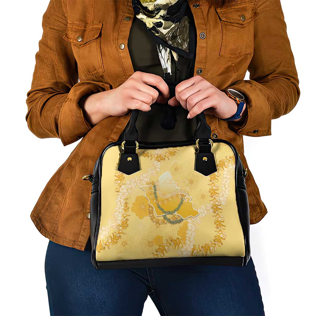 Hawaii Oahu Island Flowers Lei Shoulder Handbag Yellow Ilima Mix Plumeria