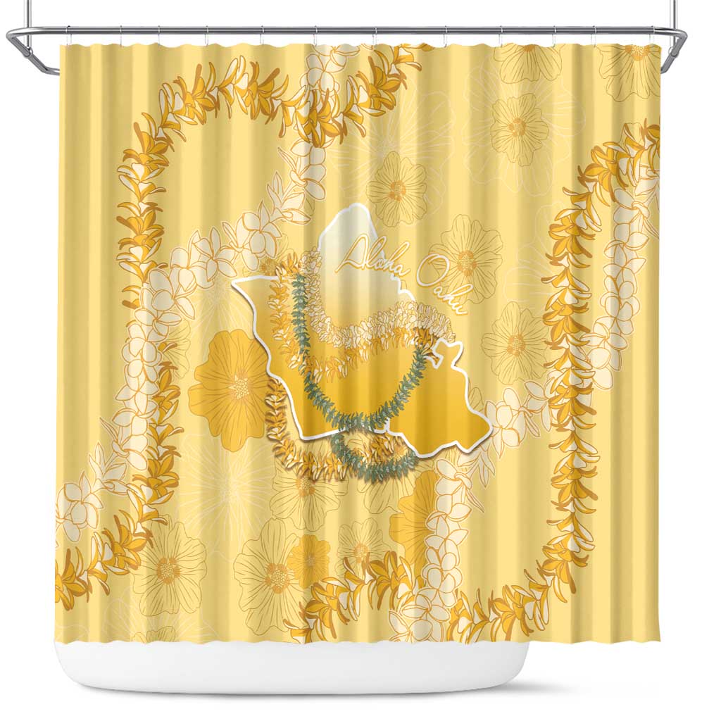 Hawaii Oahu Island Flowers Lei Shower Curtain Yellow Ilima Mix Plumeria