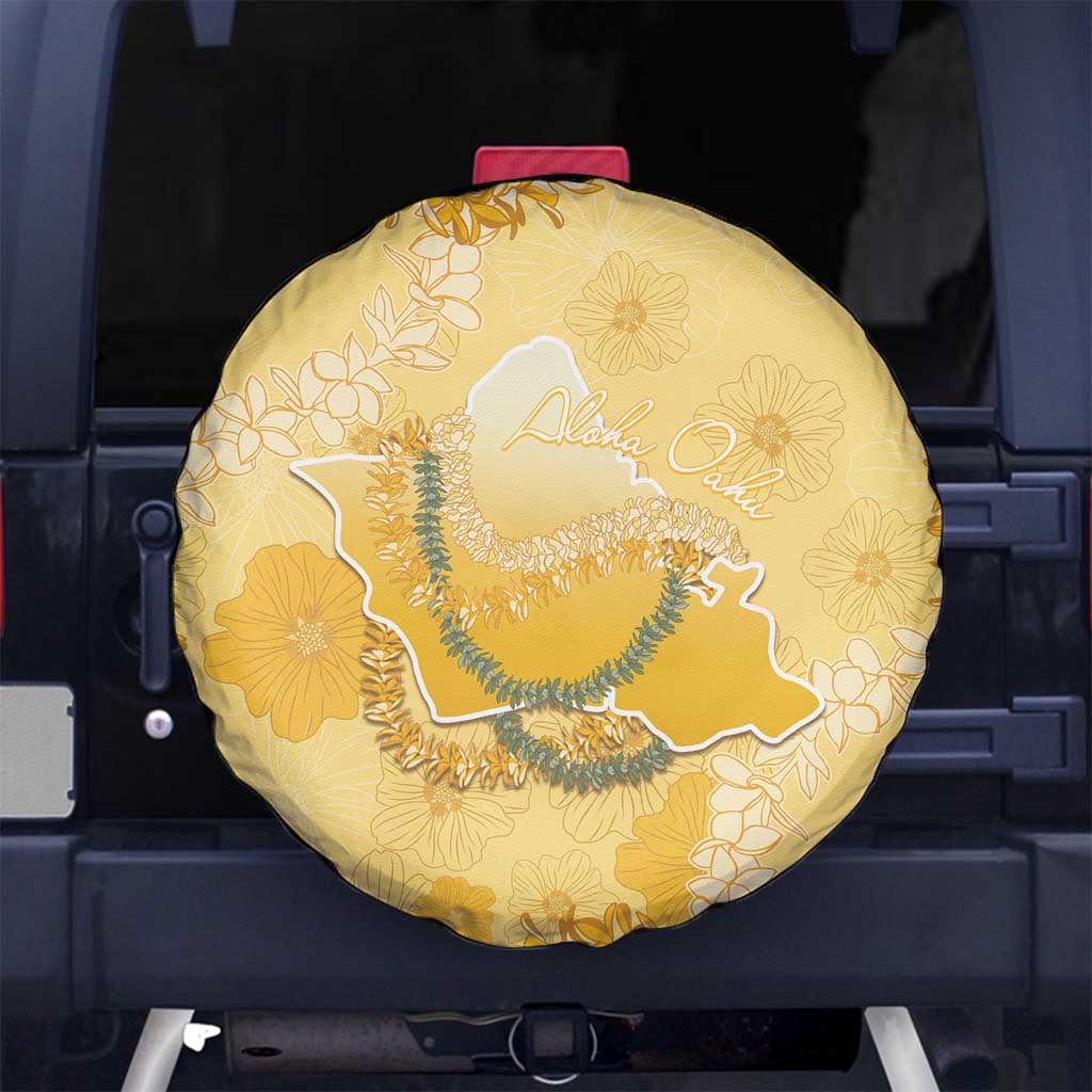 Hawaii Oahu Island Flowers Lei Spare Tire Cover Yellow Ilima Mix Plumeria