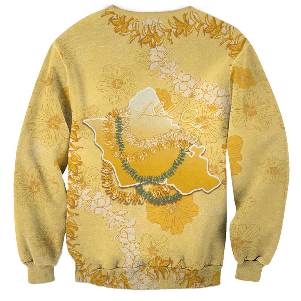 Hawaii Oahu Island Flowers Lei Sweatshirt Yellow Ilima Mix Plumeria