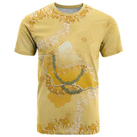 Hawaii Oahu Island Flowers Lei T Shirt Yellow Ilima Mix Plumeria