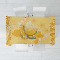 Hawaii Oahu Island Flowers Lei Tablecloth Yellow Ilima Mix Plumeria