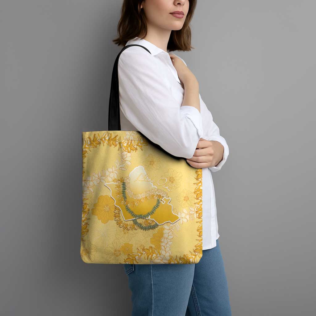 Hawaii Oahu Island Flowers Lei Tote Bag Yellow Ilima Mix Plumeria