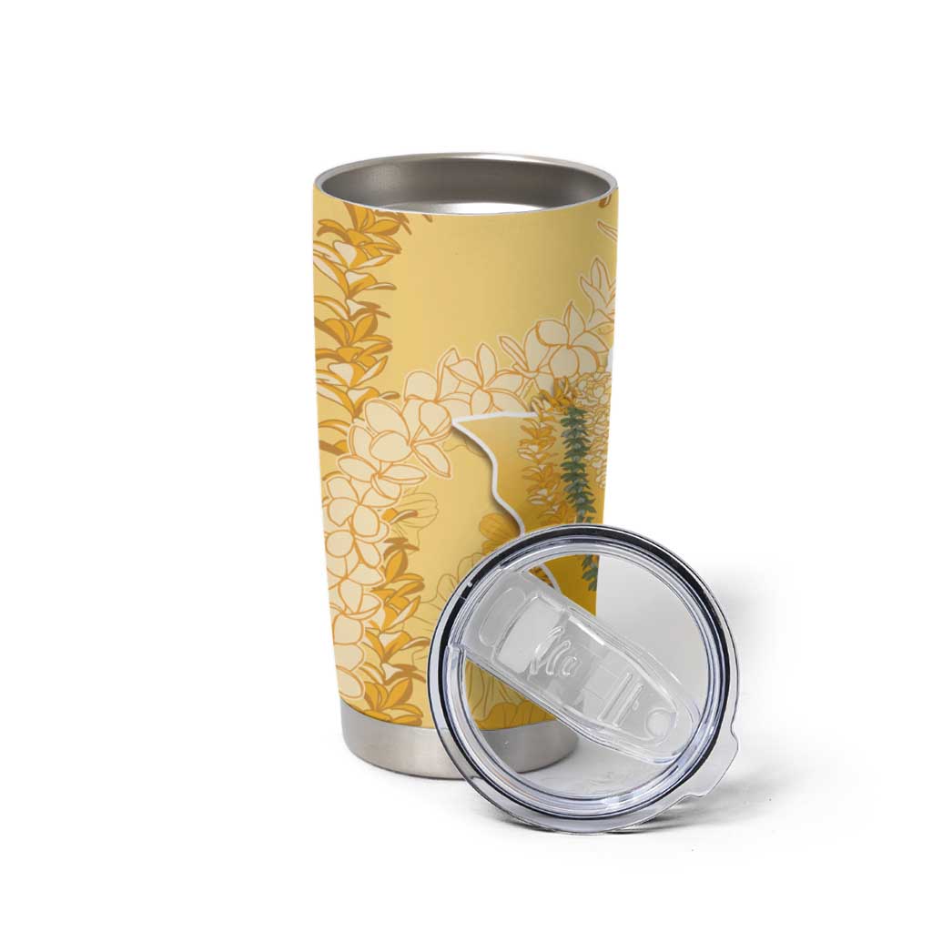 Hawaii Oahu Island Flowers Lei Tumbler Cup Yellow Ilima Mix Plumeria