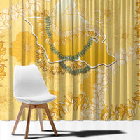 Hawaii Oahu Island Flowers Lei Window Curtain Yellow Ilima Mix Plumeria