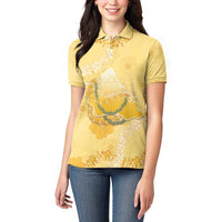 Hawaii Oahu Island Flowers Lei Women Polo Shirt Yellow Ilima Mix Plumeria LT7 - Polynesian Pride