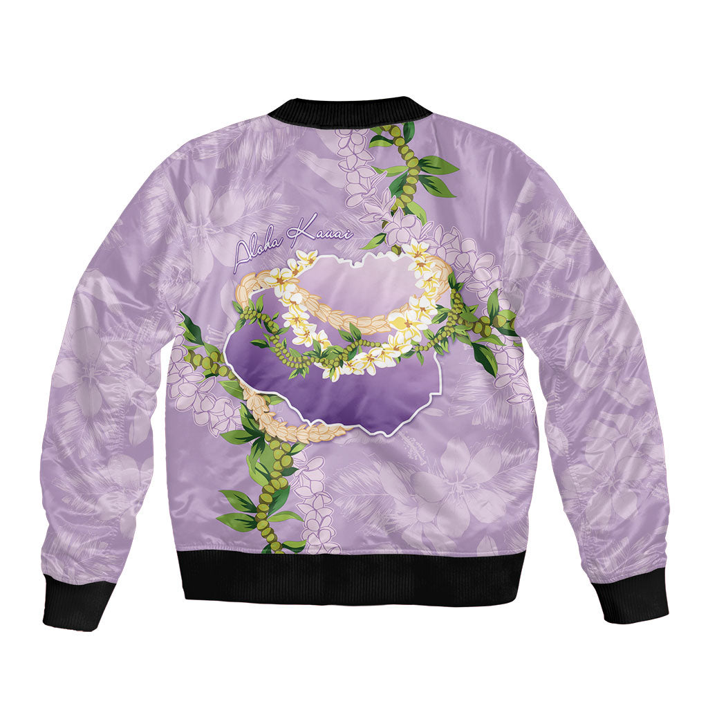 Hawaii Kauai Island Flowers Lei Bomber Jacket Mokihana Lei