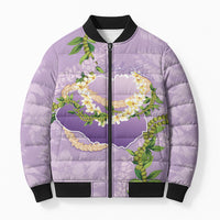 Hawaii Kauai Island Flowers Lei Bomber Puffer Jacket Mokihana Lei
