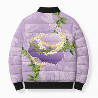 Hawaii Kauai Island Flowers Lei Bomber Puffer Jacket Mokihana Lei