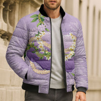 Hawaii Kauai Island Flowers Lei Bomber Puffer Jacket Mokihana Lei