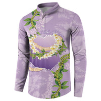 Hawaii Kauai Island Flowers Lei Button Sweatshirt Mokihana Lei