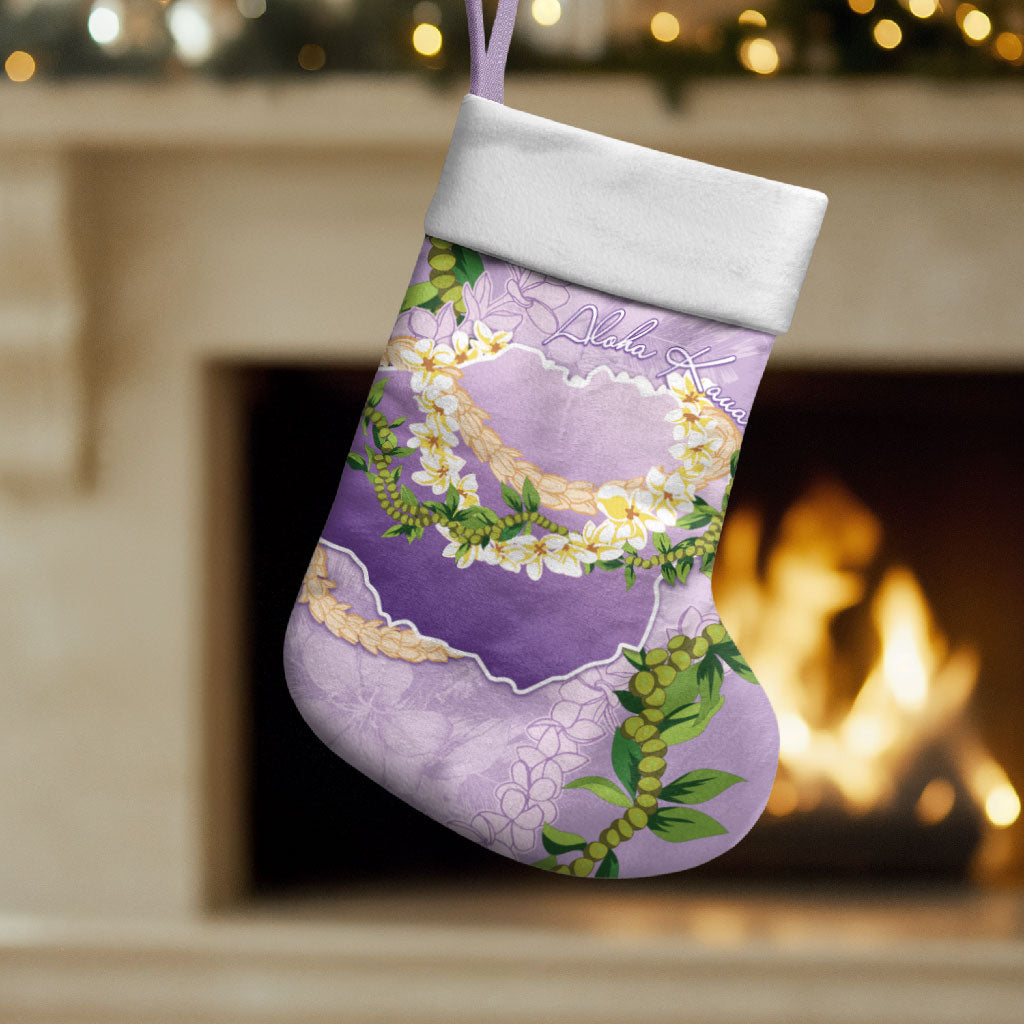 Hawaii Kauai Island Flowers Lei Christmas Stocking Mokihana Lei LT7 Set of 2 Lavender - Polynesian Pride