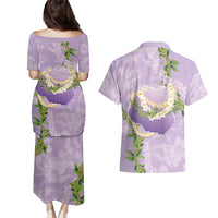Hawaii Kauai Island Flowers Lei Couples Matching Puletasi and Hawaiian Shirt Mokihana Lei LT7 - Polynesian Pride