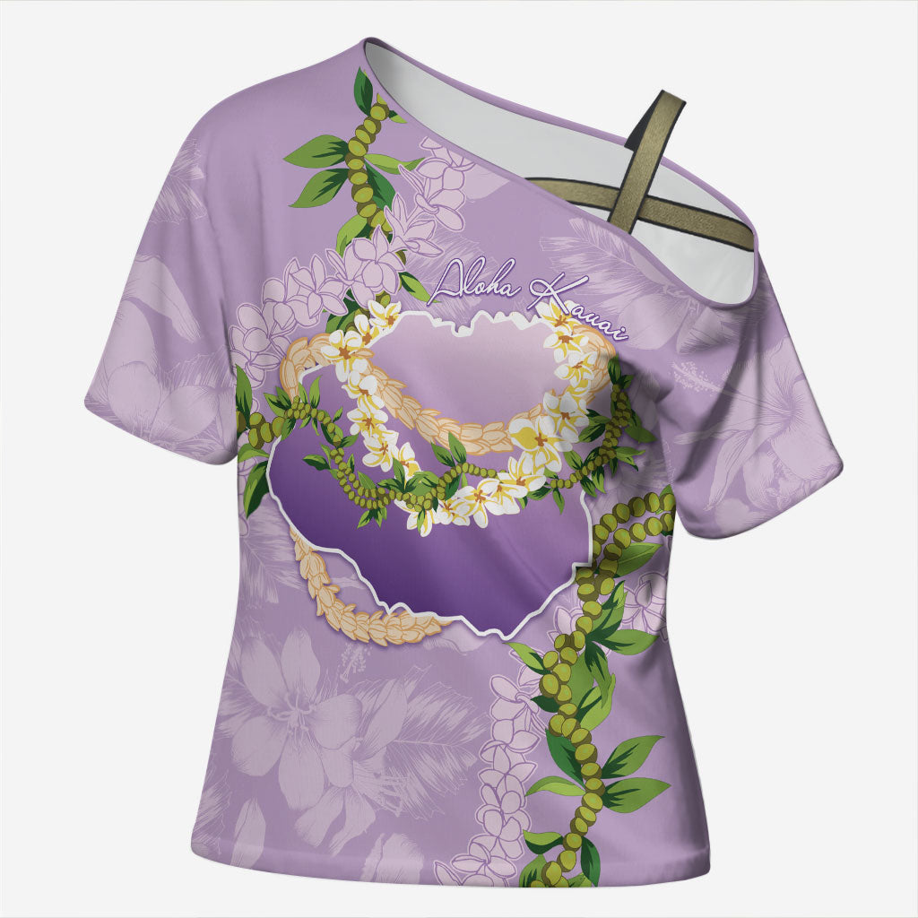 Hawaii Kauai Island Flowers Lei Cross Shoulder Shirt Mokihana Lei