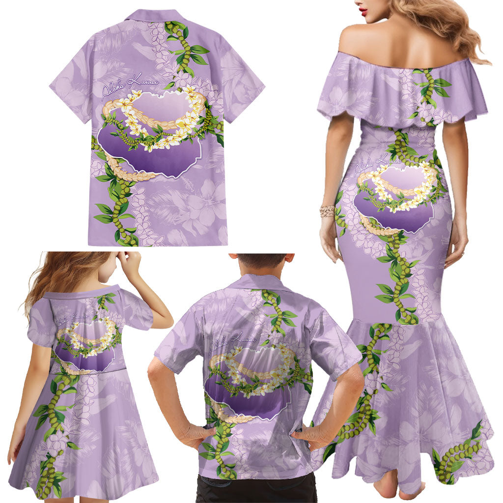 Hawaii Kauai Island Flowers Lei Family Matching Mermaid Dress and Hawaiian Shirt Mokihana Lei LT7 - Polynesian Pride