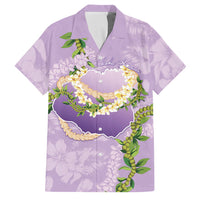 Hawaii Kauai Island Flowers Lei Family Matching Mermaid Dress and Hawaiian Shirt Mokihana Lei LT7 Dad's Shirt - Short Sleeve Lavender - Polynesian Pride
