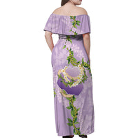 Hawaii Kauai Island Flowers Lei Family Matching Off Shoulder Maxi Dress and Hawaiian Shirt Mokihana Lei LT7 - Polynesian Pride